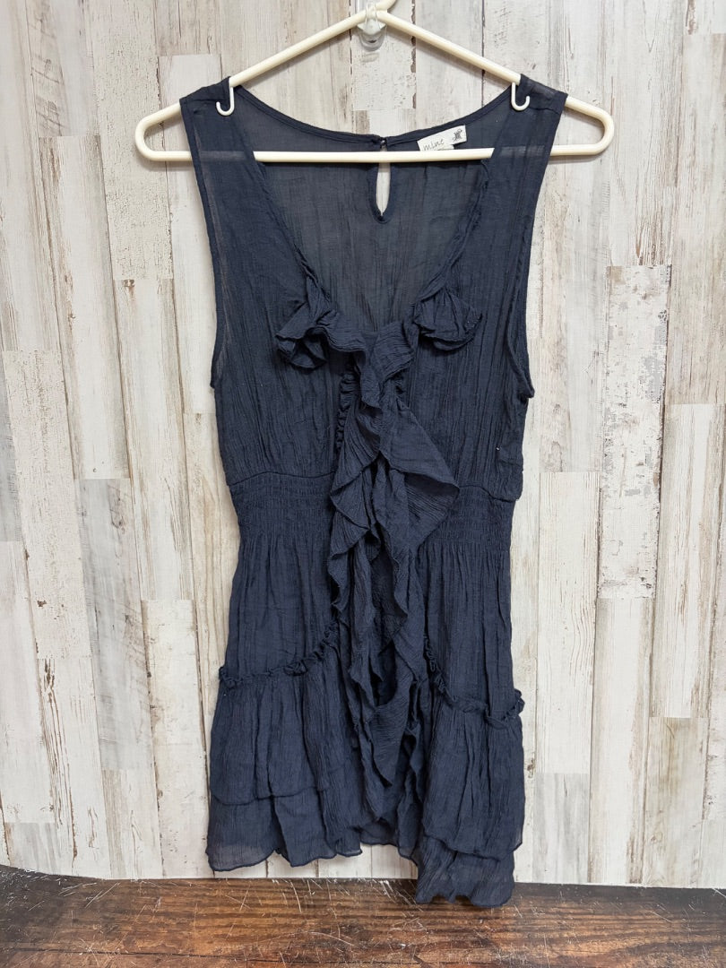 NAVY MINE SHEER RUFFLE TANK, LADIES L