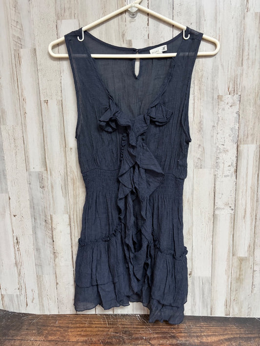 NAVY MINE SHEER RUFFLE TANK, LADIES L