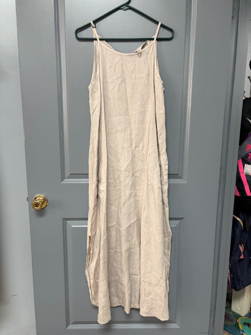 BEIGE LAURA BIANCHI LINEN MAXI DRESS, LADIES L