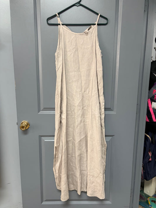 BEIGE LAURA BIANCHI LINEN MAXI DRESS, LADIES L