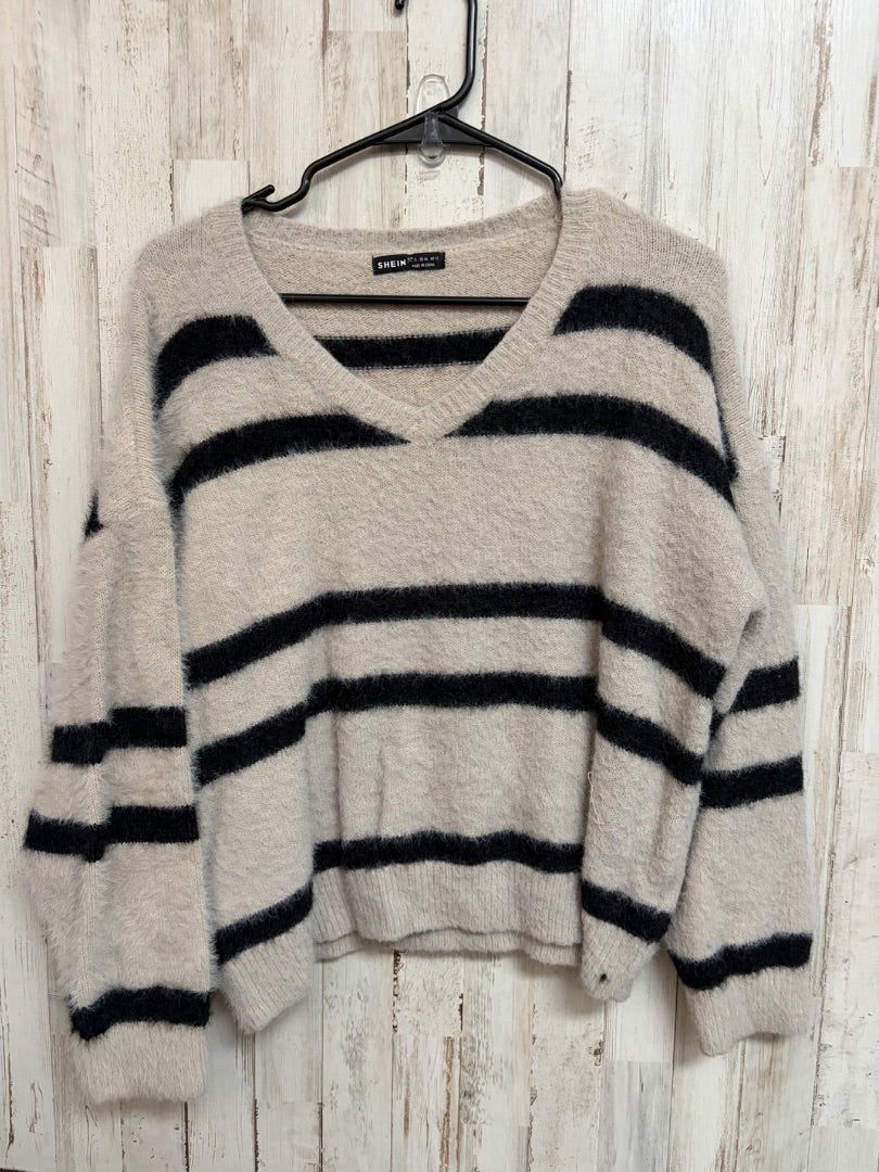 GREY SHEIN STRIPE SWEATER, LADIES XL