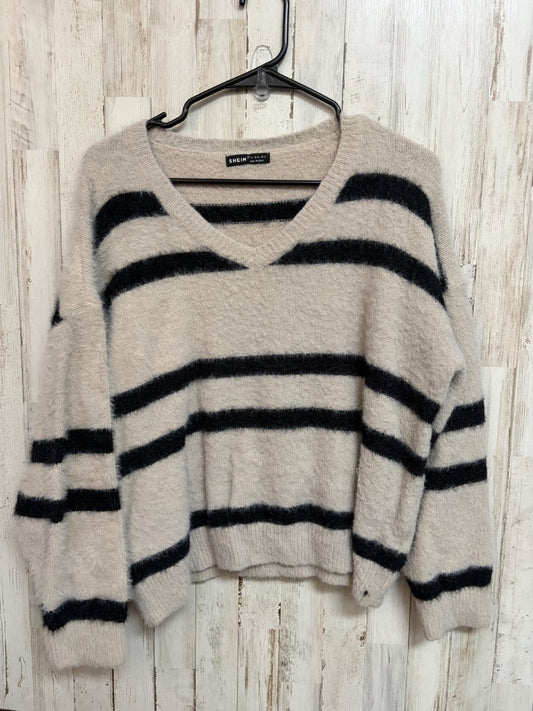 GREY SHEIN STRIPE SWEATER, LADIES XL