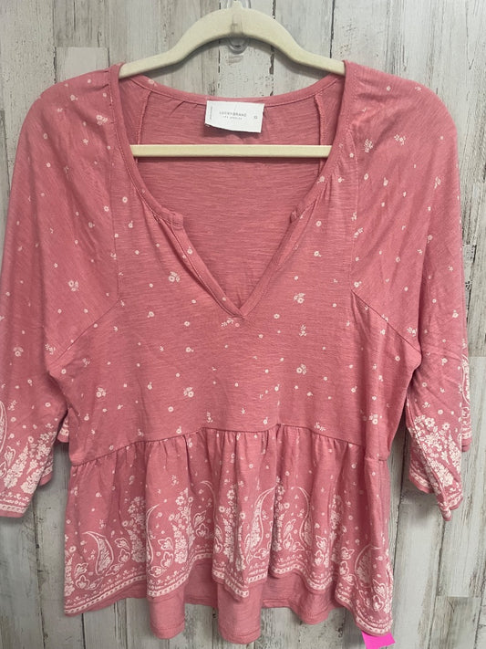 PINK LUCKY BRAND PAISLEY PEPLUM TOP, LADIES XS