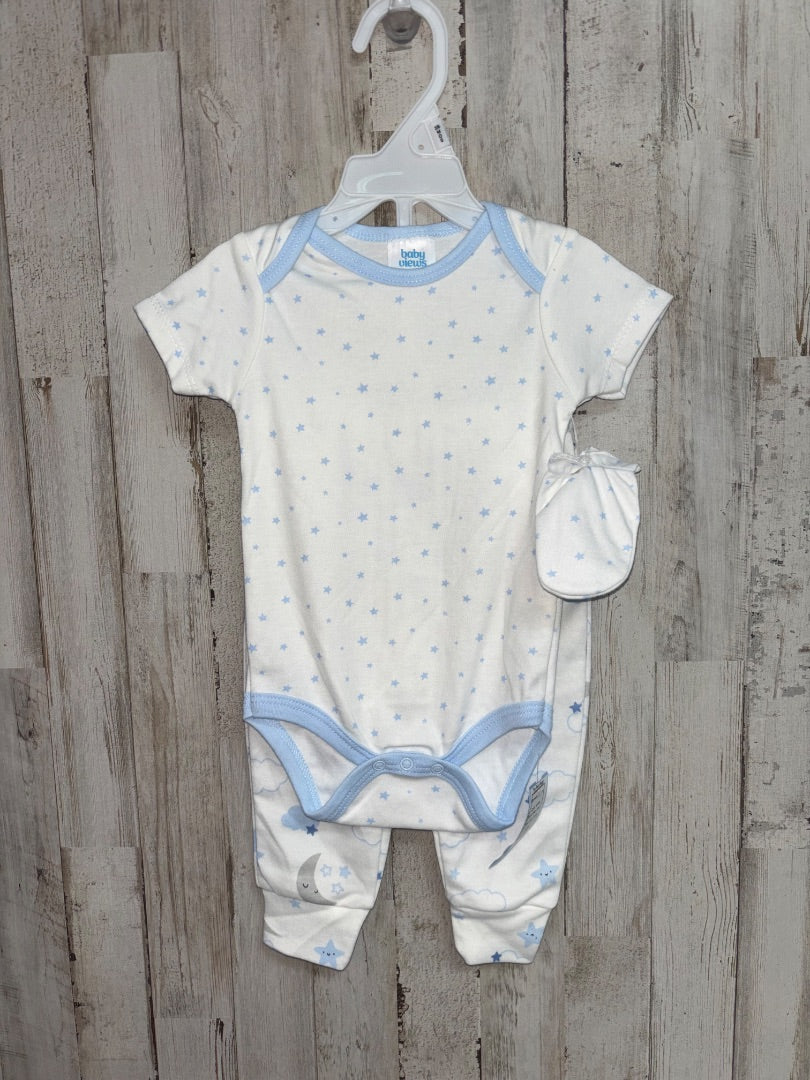 white Baby views NEW moon/star 3pc set, Boy 3-6M