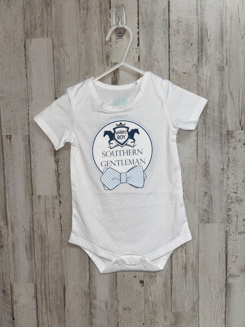 White Little hometown Southern gentleman onesie, Boy 6-12M