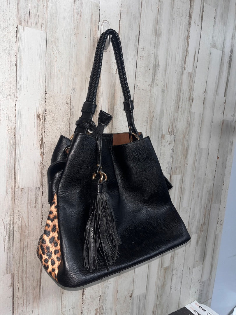 BLACK JEN & CO LEOPARD TRIM PURSE