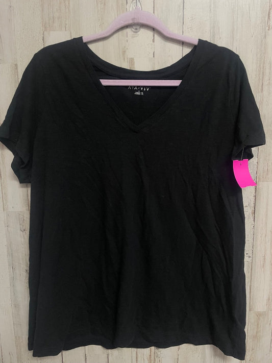 BLACK AVA + VIV V NECK TEE, LADIES XL