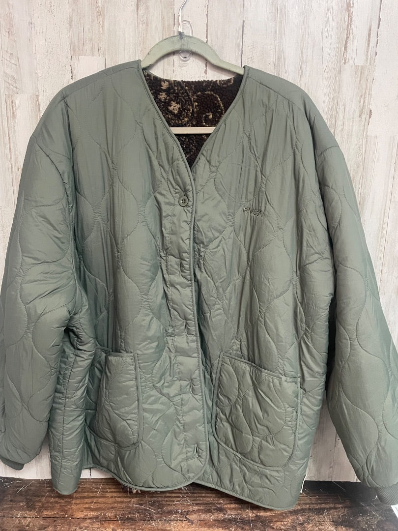 OLIVE RVCA NEW FLEECE LINED PUFFER JACKET, LADIES XL