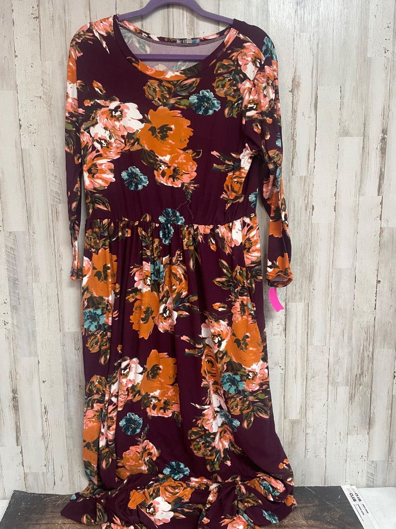 MAROON HAZEL BLUES SOFT FLORAL MAXI, LADIES 2X