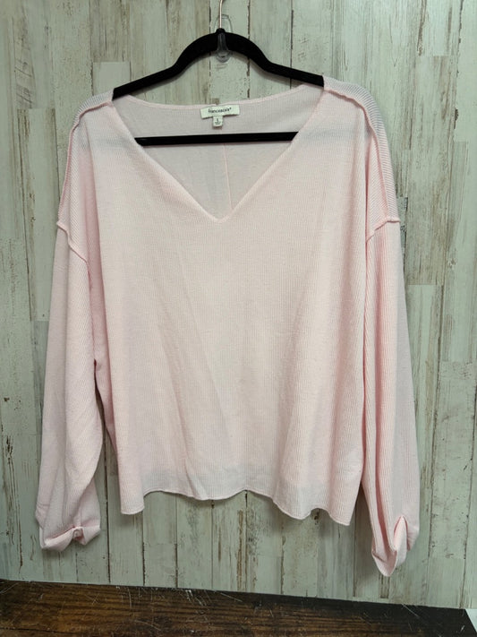 LT PINK FRANCESCAS RIBBED TOP, LADIES L