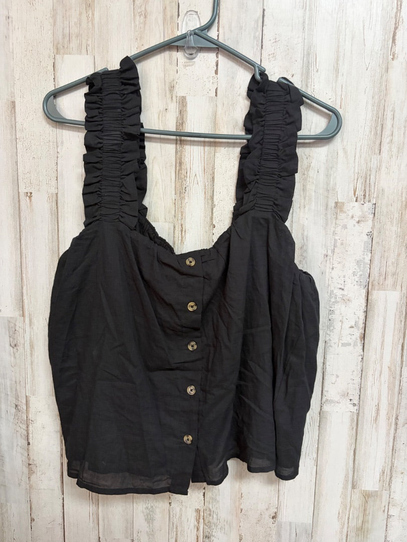 BLACK TREASURE & BOND LINEN BUTTON TANK, LADIES L
