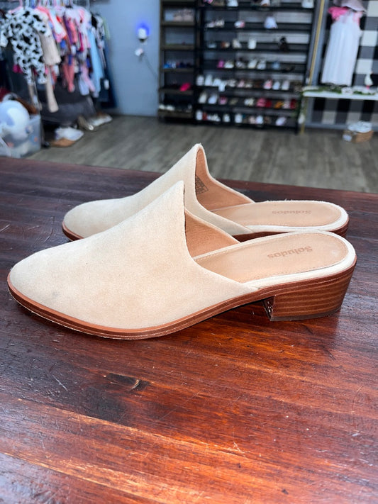 TAN SOLUDOS SUEDE MULE SLIP ON SHOES, SHOES A8.5