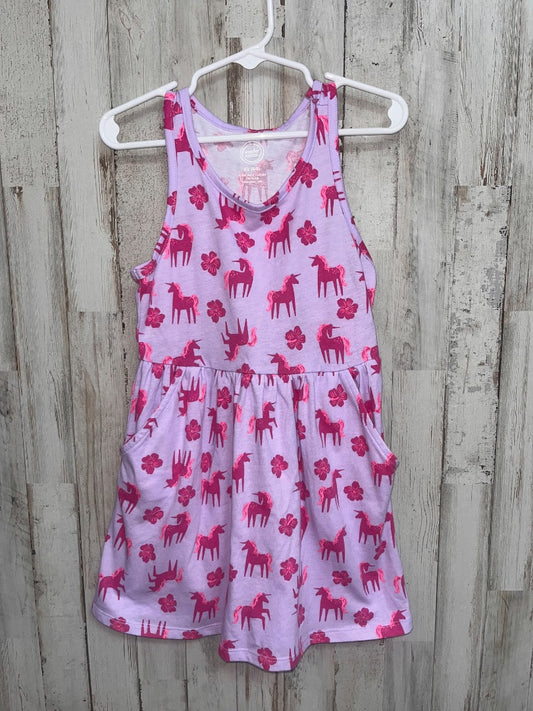 PURPLE WONDER NATION UNICORN POCKET DRESS, GIRL 4/5
