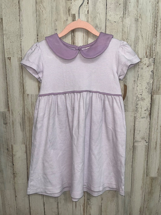 PURPLE LUIGI STRIPE COLLAR DRESS, GIRL 5T