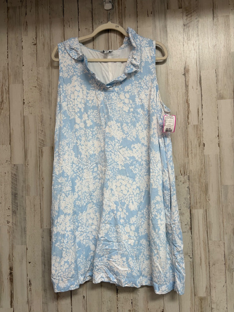 LT BLUE CROWN & IVY FLORAL DRESS, LADIES XL