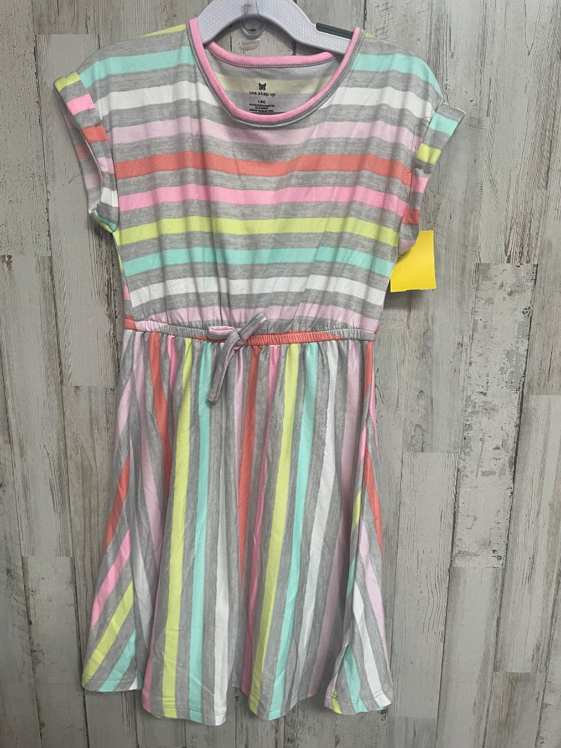 GREY ONE STEP UP STRIPE COTTON DRESS, GIRL 6