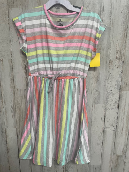 GREY ONE STEP UP STRIPE COTTON DRESS, GIRL 6