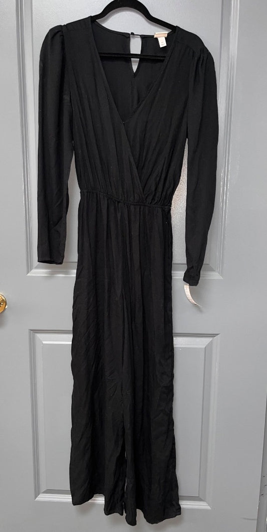 BLACK A NEW DAY LINEN V NECK ROMPER, LADIES XS