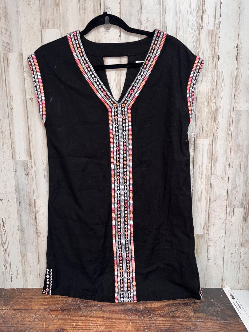BLACK ARTISAN NY AZTEC EMBROIDERED V NECK DRESS, LADIES XS