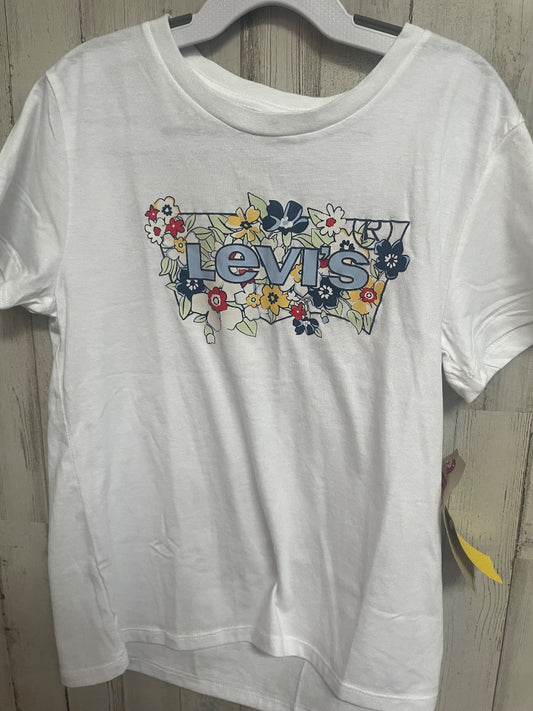 WHITE LEVIS NEW LOGO FLORAL TEE, GIRL 10/12