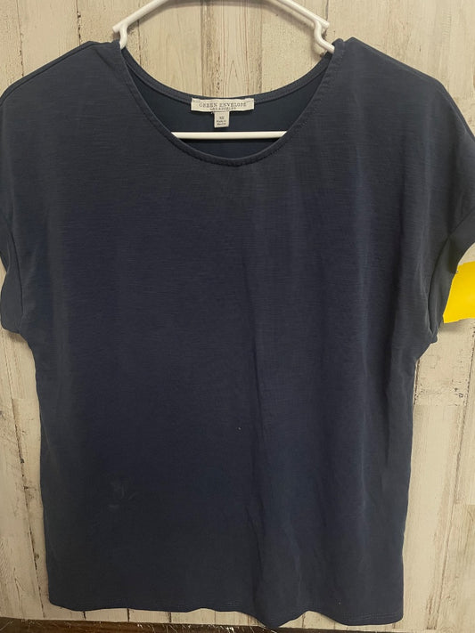 NAVY GREEN ENVELOPE SOFT FLOWY TEE, LADIES XS