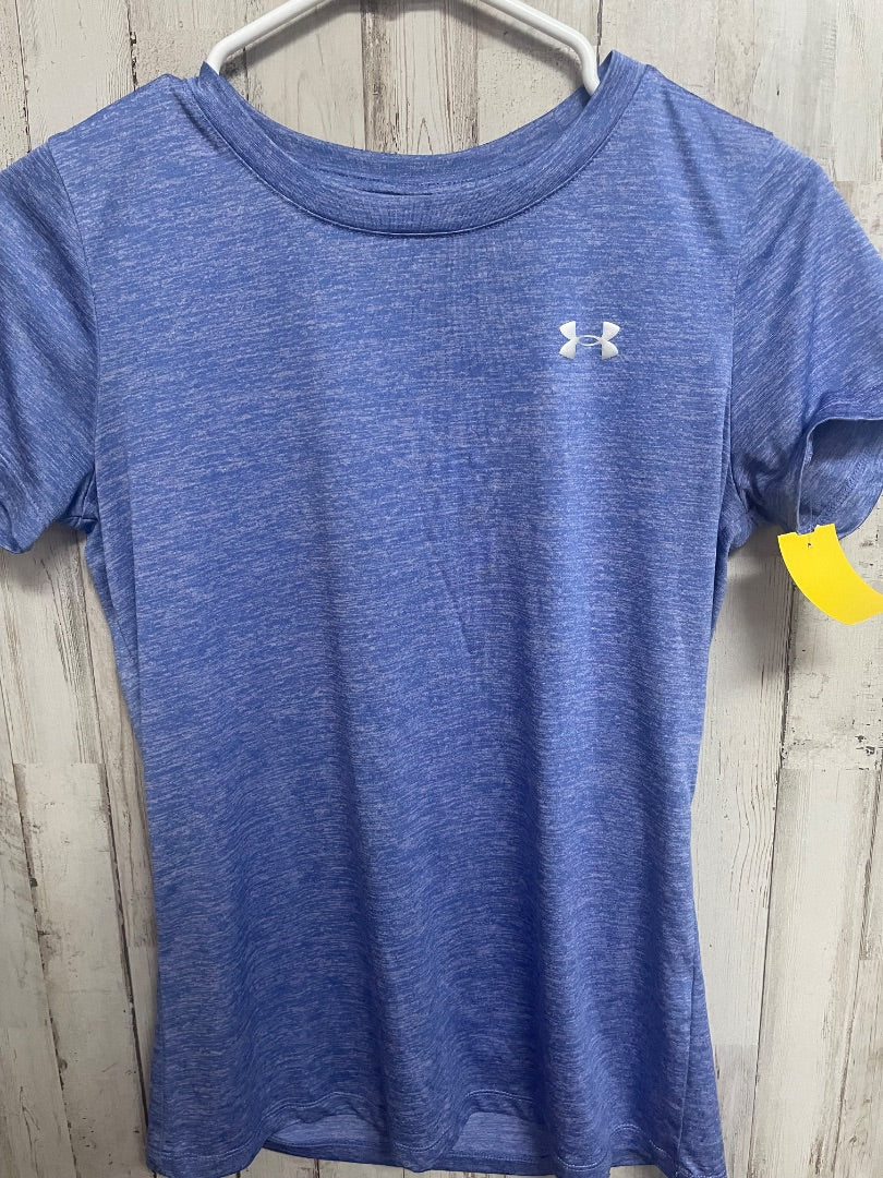 BLUE UNDER ARMOUR HEATHER DRY FIT TEE, LADIES XS