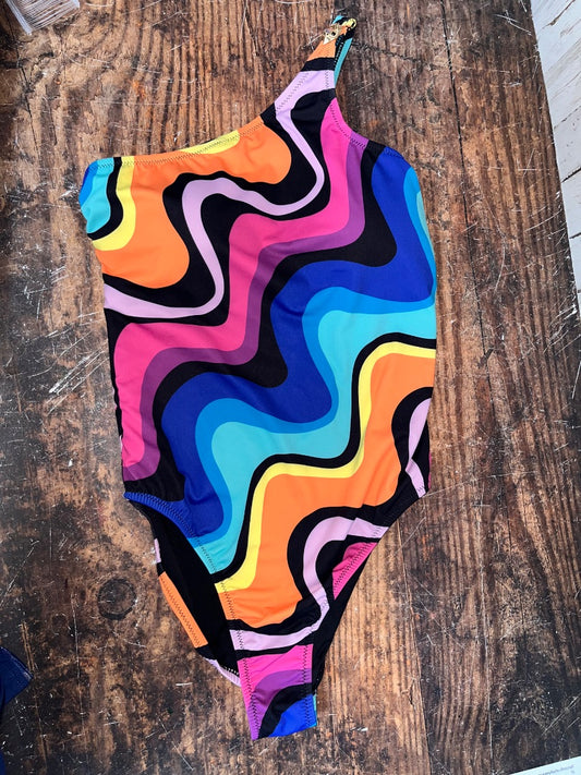 MULTI KURT GIEGER SWIRL ONE SHOULDER SWIM, LADIES S