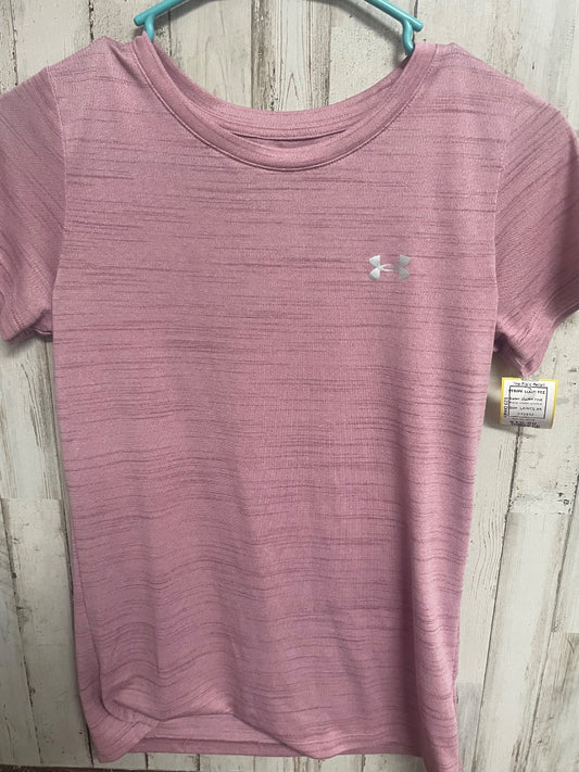 BLUSH PINK UNDER ARMOUR STRIPE LOGO TEE, LADIES XS