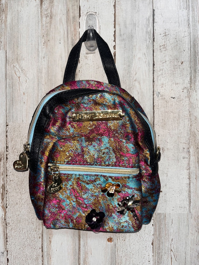 PURPLE BETSY JOHNSON TINY EMBELLISHED BACKPACK CLUTCH