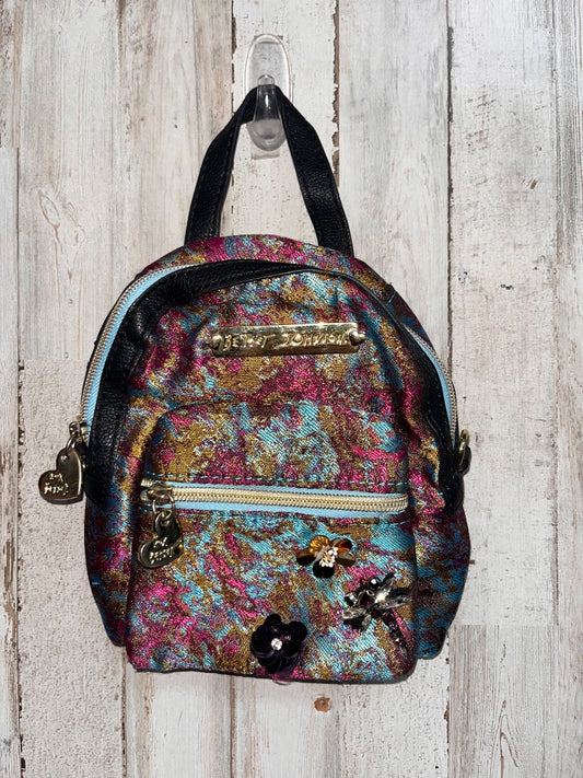 PURPLE BETSY JOHNSON TINY EMBELLISHED BACKPACK CLUTCH