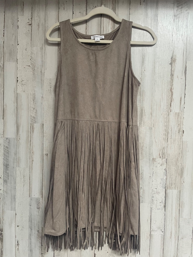 TAN LOVERICHE SUEDE FRINGE TANK, LADIES L
