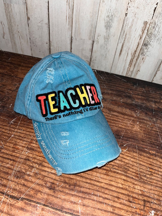 TEAL SIMPLY SOUTHERN TEACHER PATCH CAP