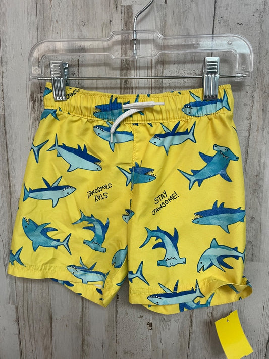 YELLOW OLD NAVY SHARK SWIM SHORTS, BOY 3T