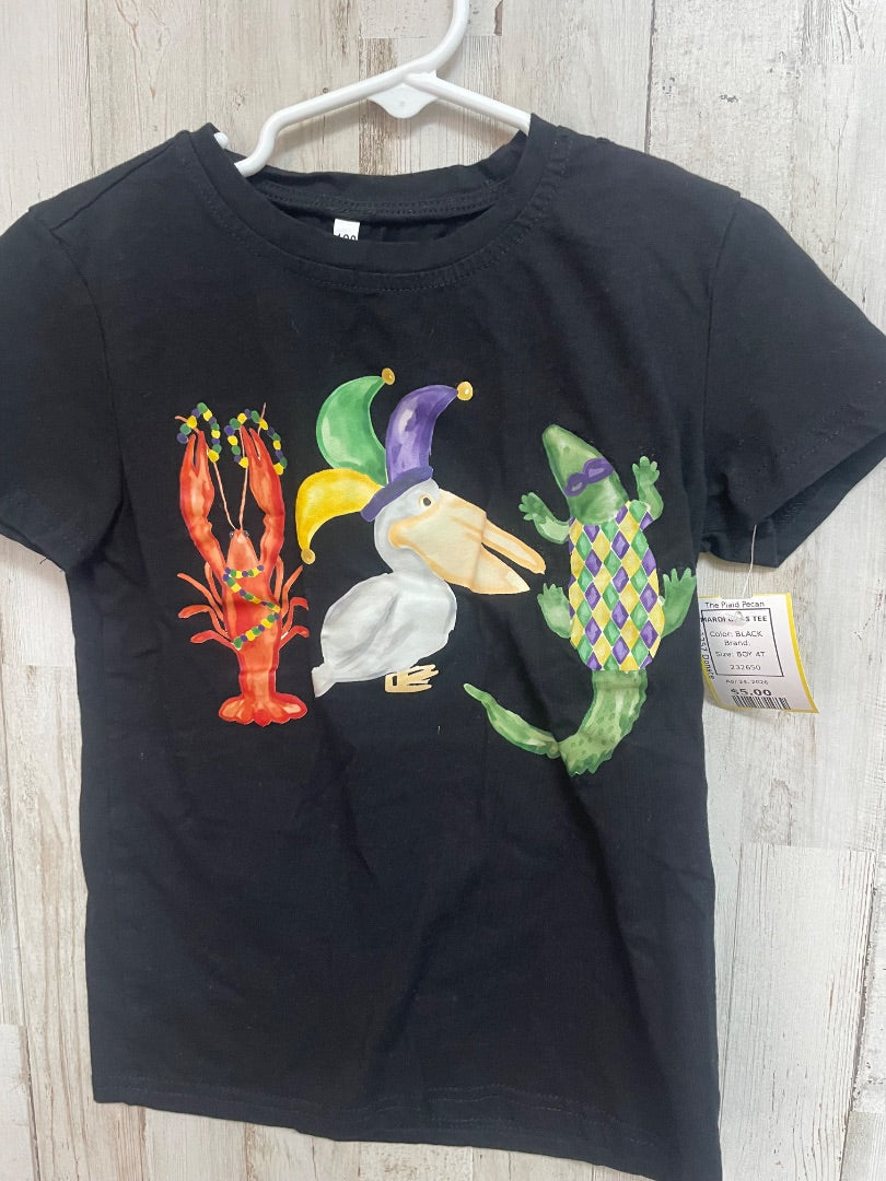 BLACK  MARDI GRAS TEE, BOY 4T