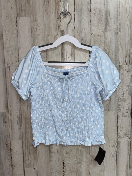 BLUE OLD NAVY SMOCKED DOT TOP, GIRLS 8