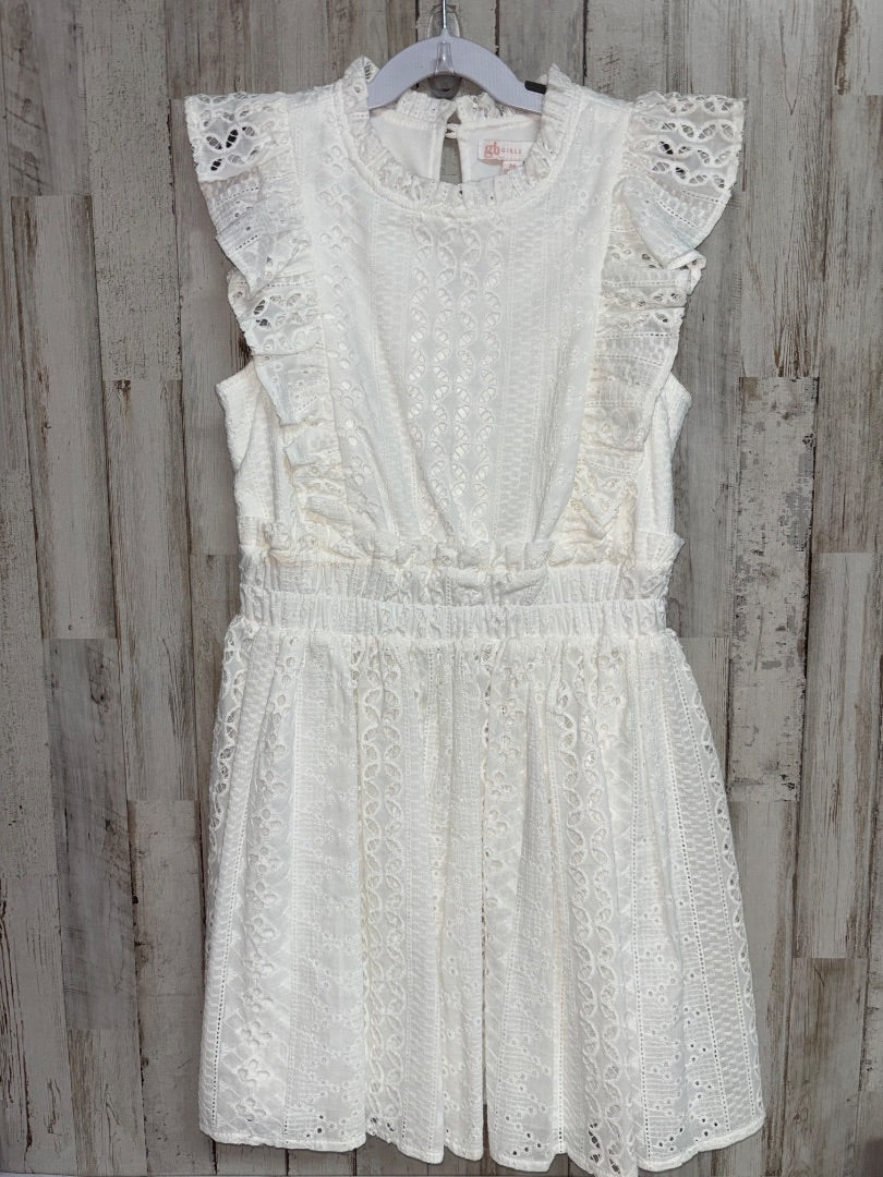 WHITE GB GIRLS EYELIT DRESS, GIRLS 8/10