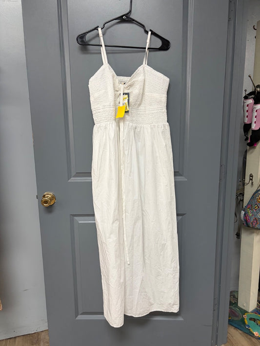 WHITE UNIVERSAL THREADS LINEN KEYHOLE DRESS, LADIES 1X