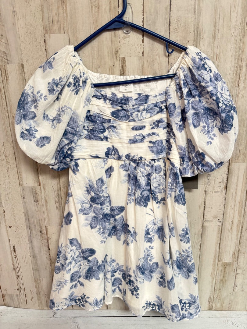 WHITE ABERCROMBIE FLORAL PUFF SLEEVE DRESS, GIRLS 7/8