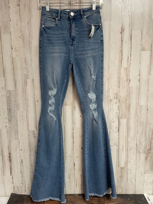 DENIM REFUGE SZ 3 SUPER FLARE DISTRESSED JEANS, LADIES S