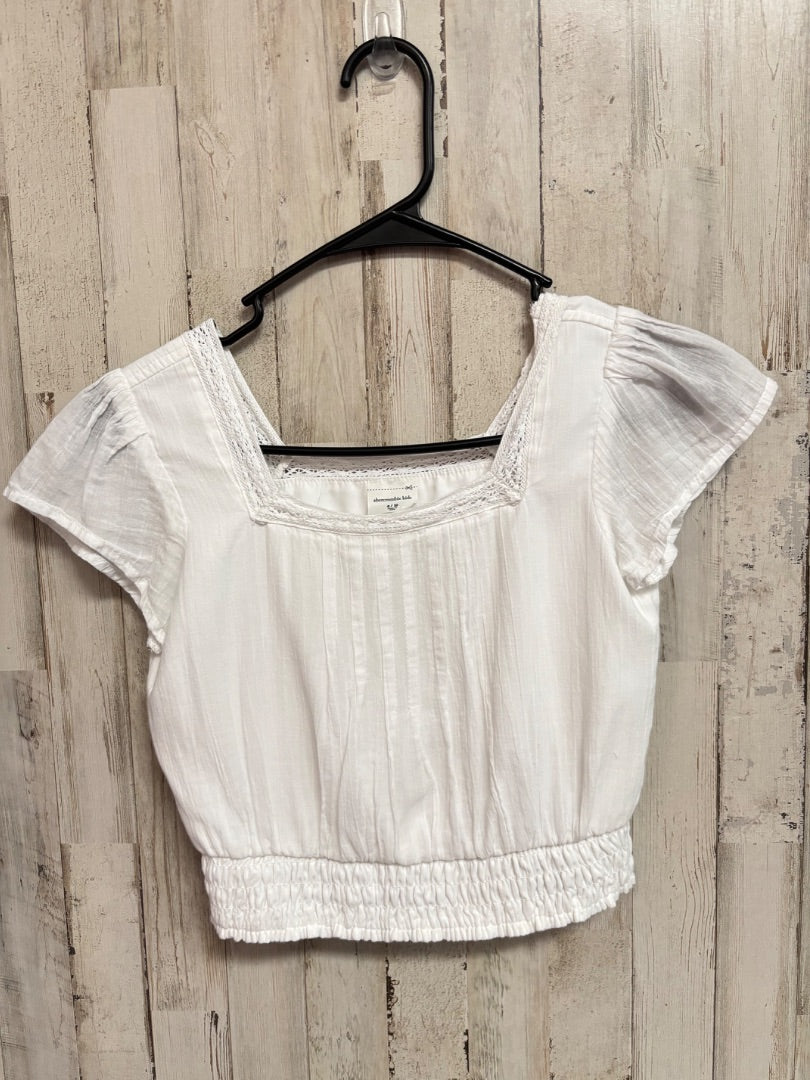 WHITE ABERCROMBIE CROPPED LACE TOP, GIRLS 9/10