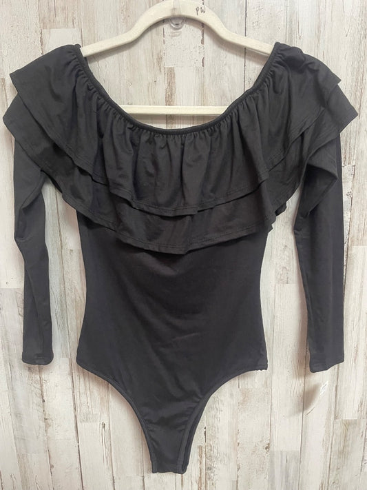 BLACK POLLY & ESTHER NEW RUFFLE TOP BODYSUIT, LADIES S