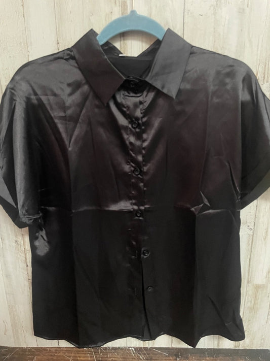 BLACK  SATIN BUTTON UP, LADIES S