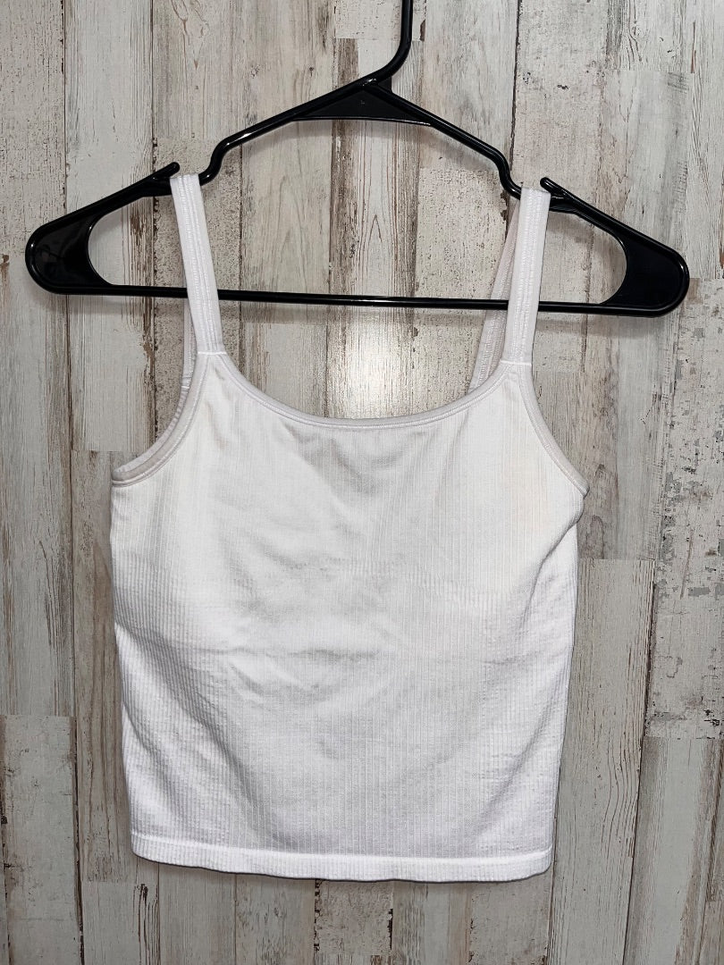 WHITE LULULEMON SZ 6 RIBBED CROP TANK, LADIES M
