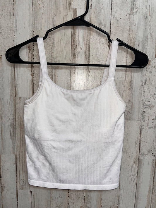 WHITE LULULEMON SZ 6 RIBBED CROP TANK, LADIES M