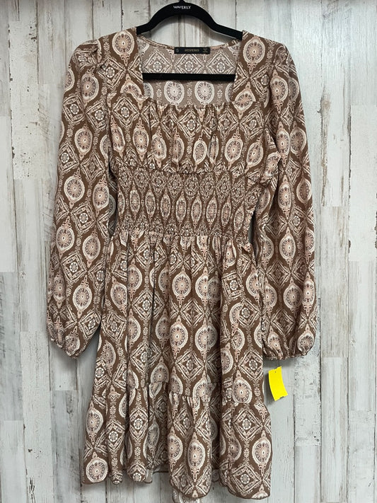 BROWN HESPERUS PAISLEY SMOCKED WAIST DRESS, LADIES S