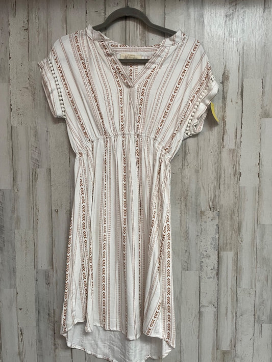 WHITE/BROWN SWEET WANDERER AZTEC V NECK DRESS, LADIES S