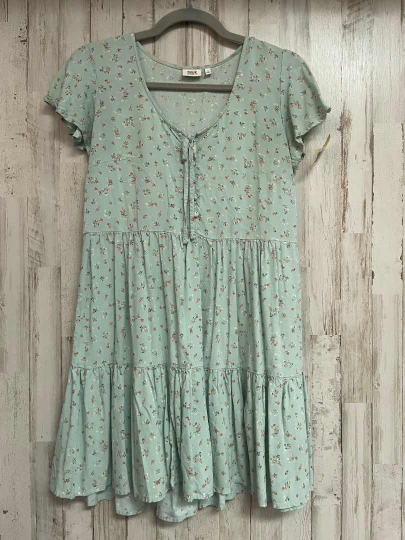 MINT TRUE CRAFT FLORAL BUTTON TIER DRESS, LADIES S