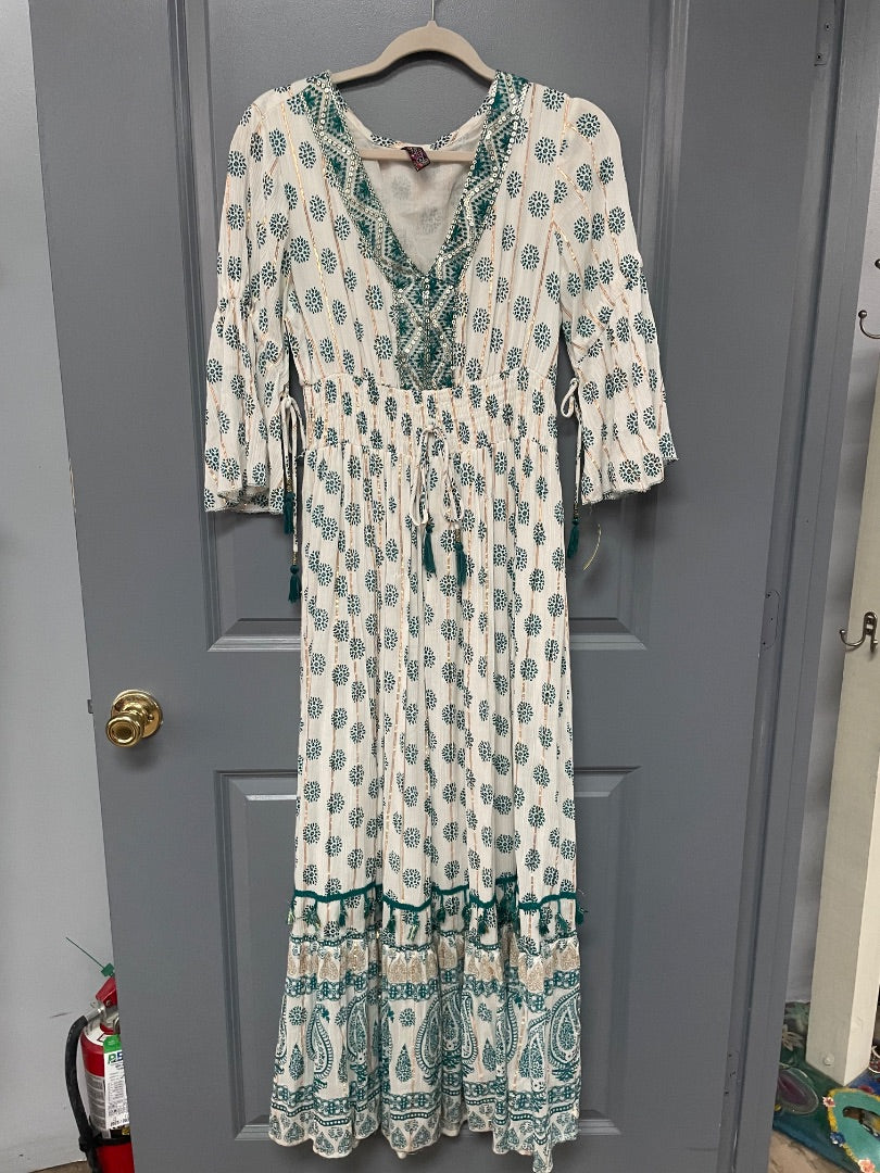 IVORY/TEAL ME 2 MAGIC SEQUIN EMBELLISHED FLORAL MAXI, LADIES S