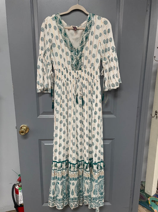 IVORY/TEAL ME 2 MAGIC SEQUIN EMBELLISHED FLORAL MAXI, LADIES S