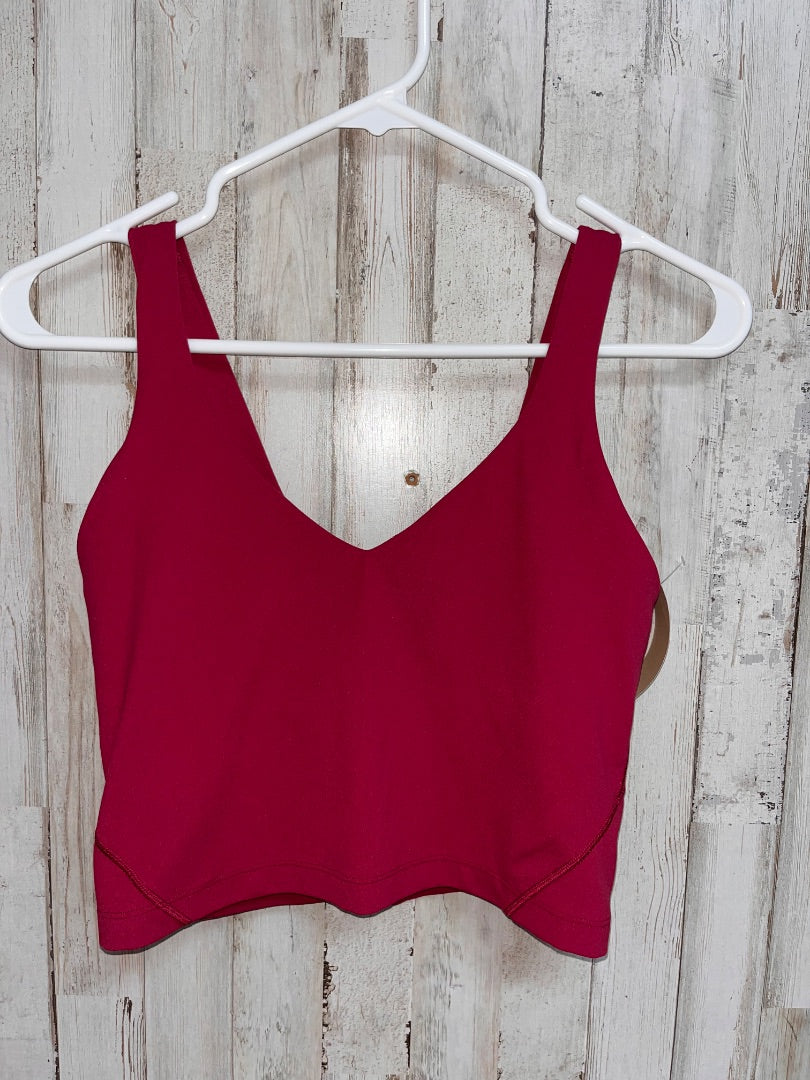 MAROON LULULEMON SZ 6 V NECK CROP TANK, LADIES M
